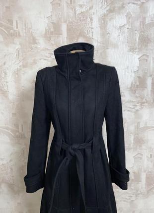 Чёрное шерстяное пальто,пальто на змейке,пальто-халат4 фото