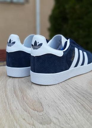 Жіночі кросівки adidas gazelle сині з білим2 фото