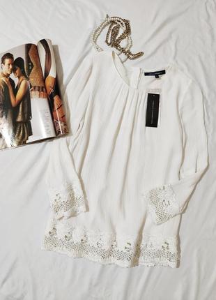 Красива блуза кремового кольору з плетенным мереживом french connection