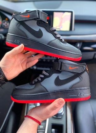 ❤️🖤nike air force 1 hi🖤❤️мужские кроссовки найк высокие хайтопы весна-осень, кросівки найк форс високі чоловічі