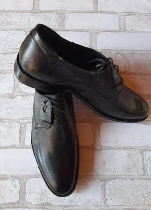 Кожаные мужские туфли vecadi черные на шнурках3 фото