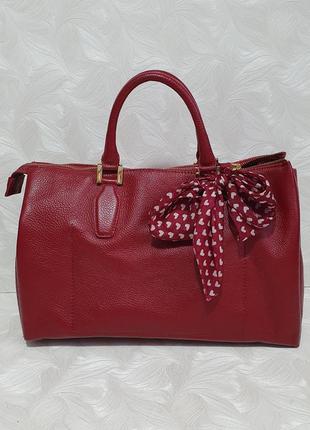 Красная кожаная сумка vera pelle1 фото