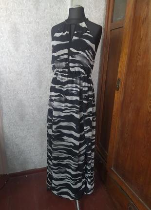 Шикарное длинное шифоновое платье