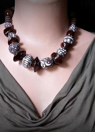 Необычные глиняные бусы2 фото