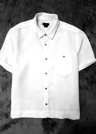 F&f льняная рубашка оверсайз свободная сорочка натуральный лен белая пог 55 см
