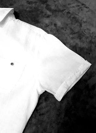 F&f льняная рубашка оверсайз свободная сорочка натуральный лен белая пог 55 см3 фото