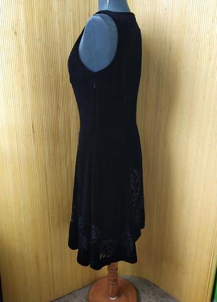 Чёрное вечернее / коктейльное платье натуральный велюр с резнвм пододом in wear5 фото
