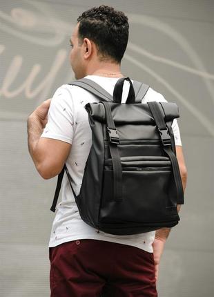 Стильний міський молодіжний чоловічий чорний рюкзак рол топ/roll top6 фото