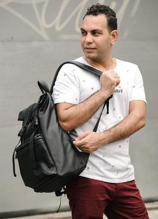 Стильний міський молодіжний чоловічий чорний рюкзак рол топ/roll top4 фото