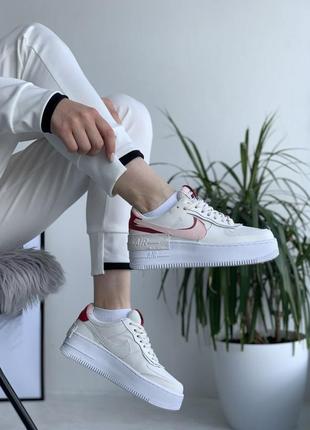 Nike air force 1 low shadow phantom beige red pink