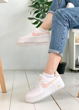 Nike air force 1 sage white / optic yellow - pale pink5 фото