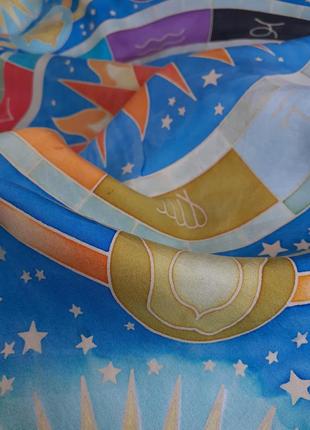 Солнечный календарь платка натуральный шелк баток ручная роспись рауль4 фото