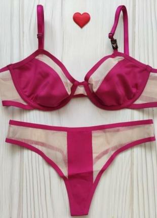 Сексуальный комплект нижнего белья victoria's secret фуксия 34b 75b + s