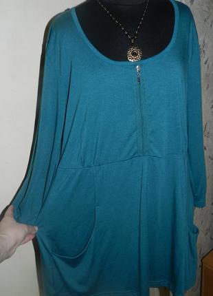 Трикотажная-стрейч блузка-туника с карманами,большого размера,bonprix1 фото