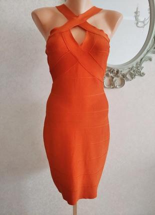 Оранжевое бандажное платье herve leger (эрве леже)!!!