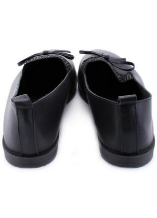 Стильные черные туфли балетки с бантиком низкий ход стразы5 фото