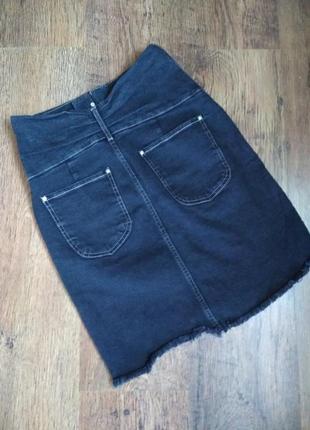 Zara юбка джинсовая, миди, высокая посадка5 фото