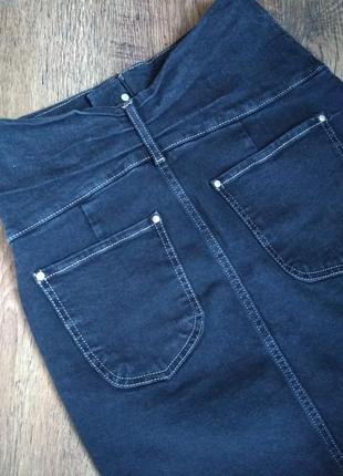 Zara юбка джинсовая, миди, высокая посадка8 фото
