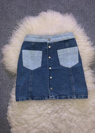 Юбка джинсовая джинс карманы трапеция