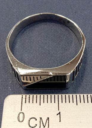 Серебряное мужское кольцо с золотой накладкой и заливкой эмалью2 фото