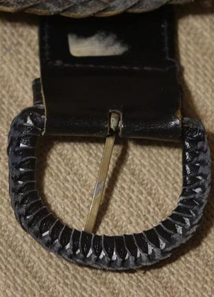 Мягкий плетеный кожаный ремень черного цвета ( общая длина 99 см.)6 фото