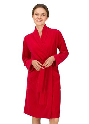Женский велюровый халат на запах красного цвета ellen lgv 207/00/021 фото