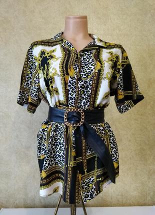 Принт versace сорочка, блуза з модним принтом, актуальна блуза сорочка з натуральної тканини віскози, модна красива блуза