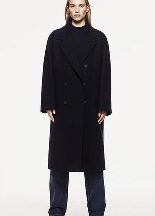 Двобортне шерстяне пальто унісекс zara 40/l