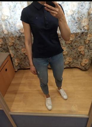 Футболка поло темно -синего цвета tommy hilfiger