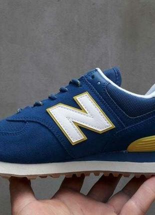 Оригинал new balance кроссовки мужские синие замшевые 574 модель ml574jhp нью беланс