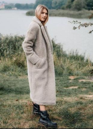 Шуба з овечої вовни sheep brand naomi 120см сірий