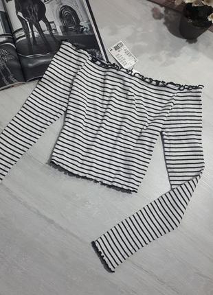 Кроп топ от xs-s h&m топ в рубчик. кроп тов в полоску. топ со спущенными плечами5 фото