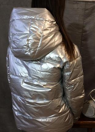 Куртка - косуха срібний металік2 фото
