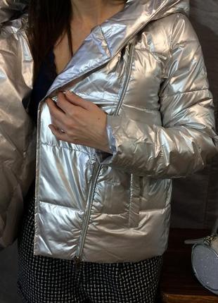 Куртка  - косуха серебряная металлик8 фото