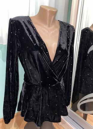 Велюровая бархатная блуза с рукавами сзади спинка на пуговицах бренд asos оригинал я1 фото