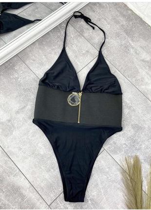 Слитный женский купальник чёрный сексуальный candy pants3 фото