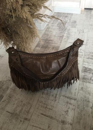 Винтажная кожаная сумка 👜(кожа)paris в стиле бохо2 фото