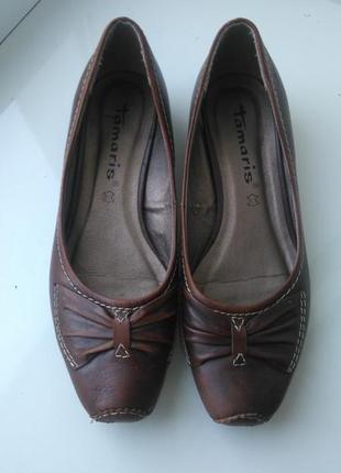 Оригинальные кожаные фирменные туфли балетки tamaris р.361 фото