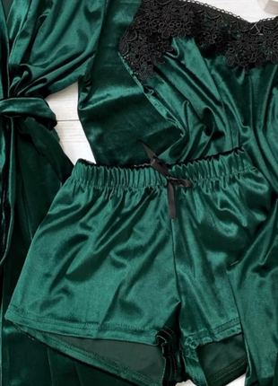 Женская велюровая пижама шорты и майка