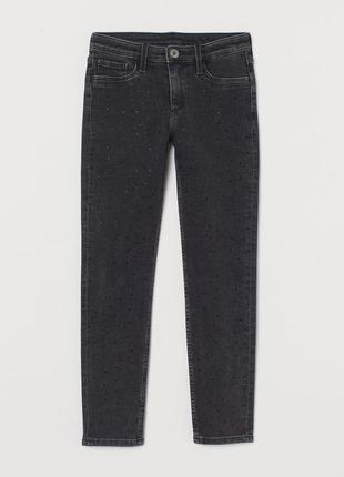 Трэндовые джинсы скинни джинсы skinny fit для девочки h&m сша украшены стразами4 фото