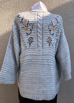 Кардиган в коси з вишивкою по спинці,етно,стиль бохо