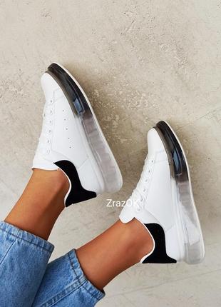 Белые кроссовки с прозрачной подошвой в стиле mcqueen8 фото
