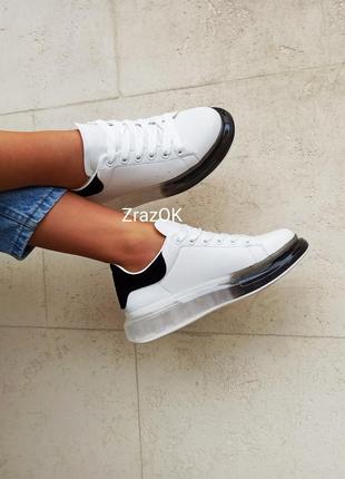 Белые кроссовки с прозрачной подошвой в стиле mcqueen4 фото