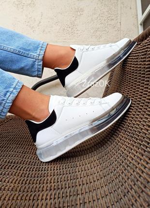 Белые кроссовки с прозрачной подошвой в стиле mcqueen2 фото