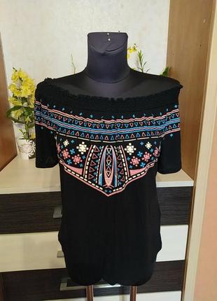 Футболка топ блузон с этническим принтом