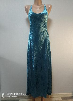 Роскошное велюровое платье, сарафан цвета морской волны шик!!2 фото