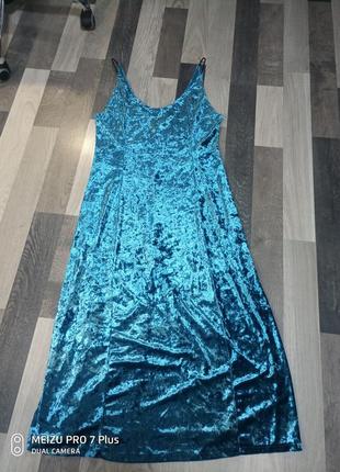 Роскошное велюровое платье, сарафан цвета морской волны шик!!8 фото