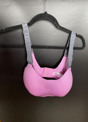 Шикарный фирменный спортивный топ лиф большого размера розовый с пуш апом и косточками
