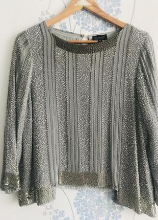 Topshop топ, блуза розшитий вручну намистинами. розмір l