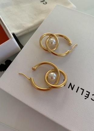 Сережки селін позолота з перлами